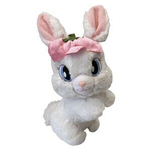 Aurora Plush White Bunny Rabblt Pink Flower Hat 10" Soft Stuffed Animal Easter